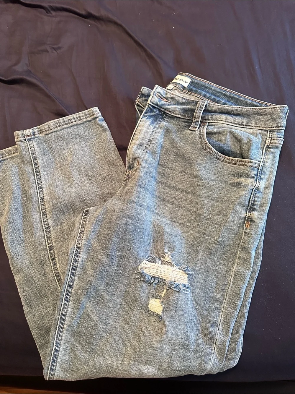 Light Blue Distressed Women's Boyfriend Jeans